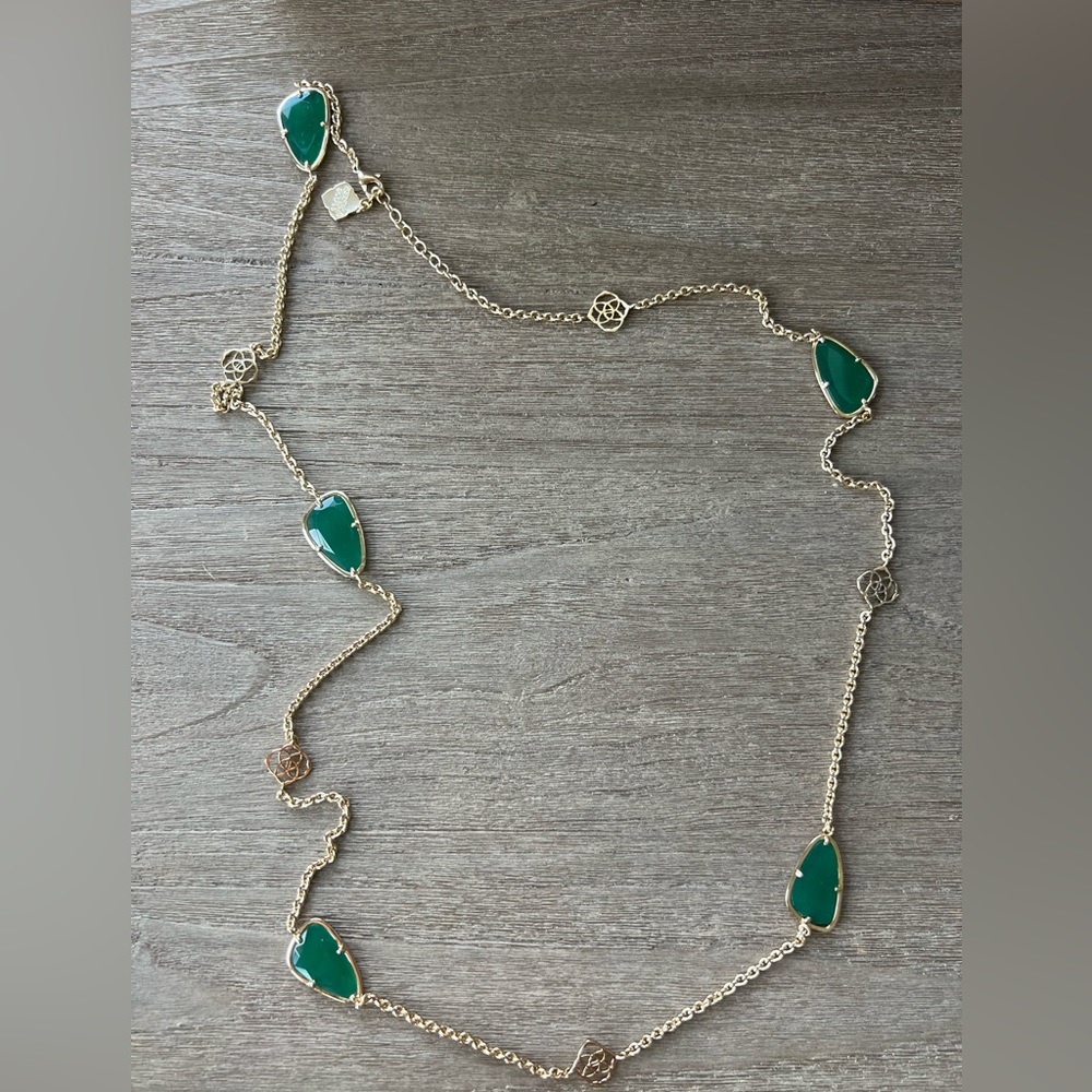 Kendra Scott Gold Chalcedony Kinley Logo Necklace. Retired